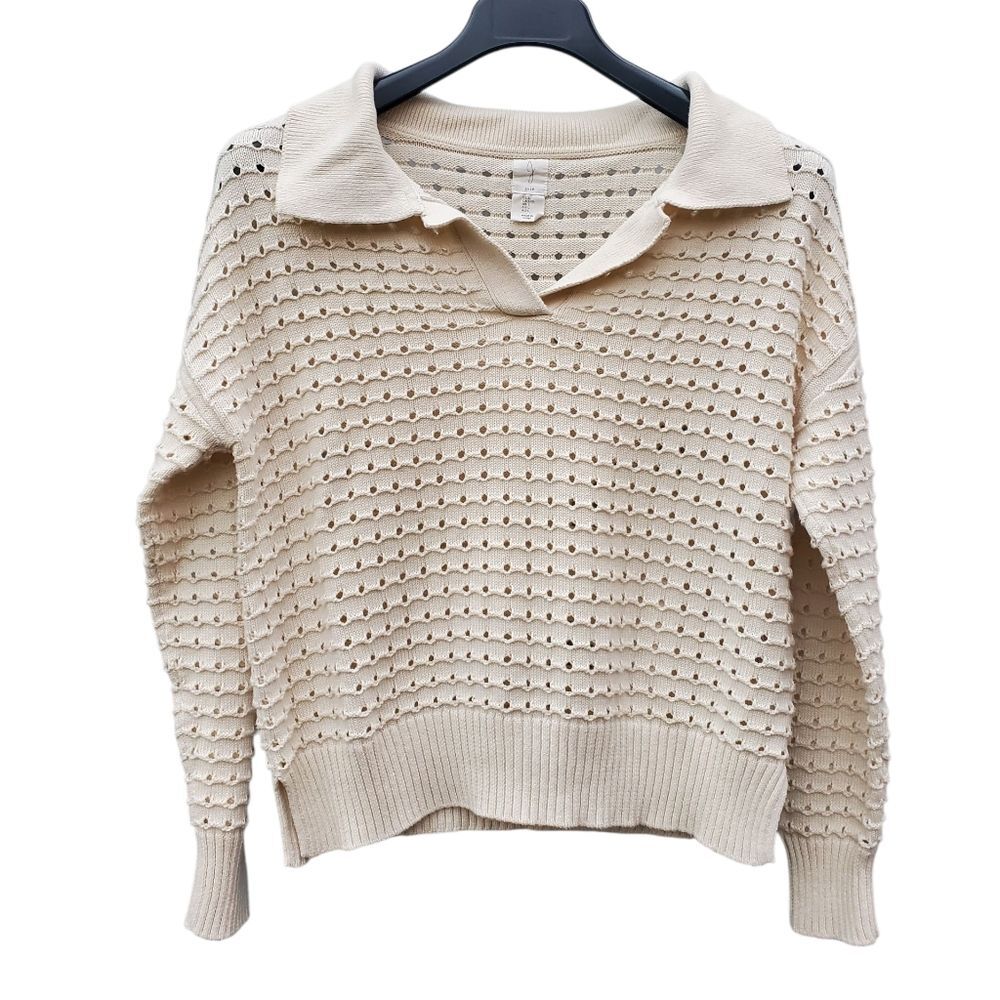 Joie Large Open Knit Cream Sweater